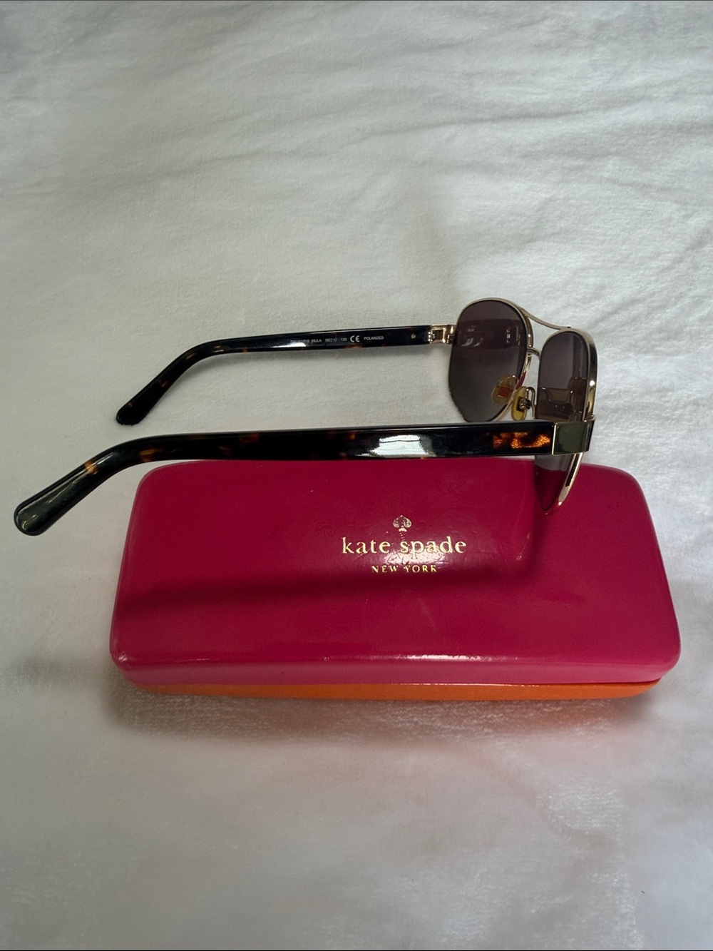 Kate Spade Dalia 2 Gold Aviator Polarized Sunglasses w/ Gradient Brown Lenses - Picture 9 of 11